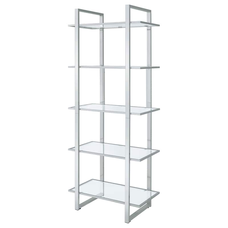 Hartford 79-inch 5-shelf Glass Bookshelf - 31.50" x 17.75" x 79.00"