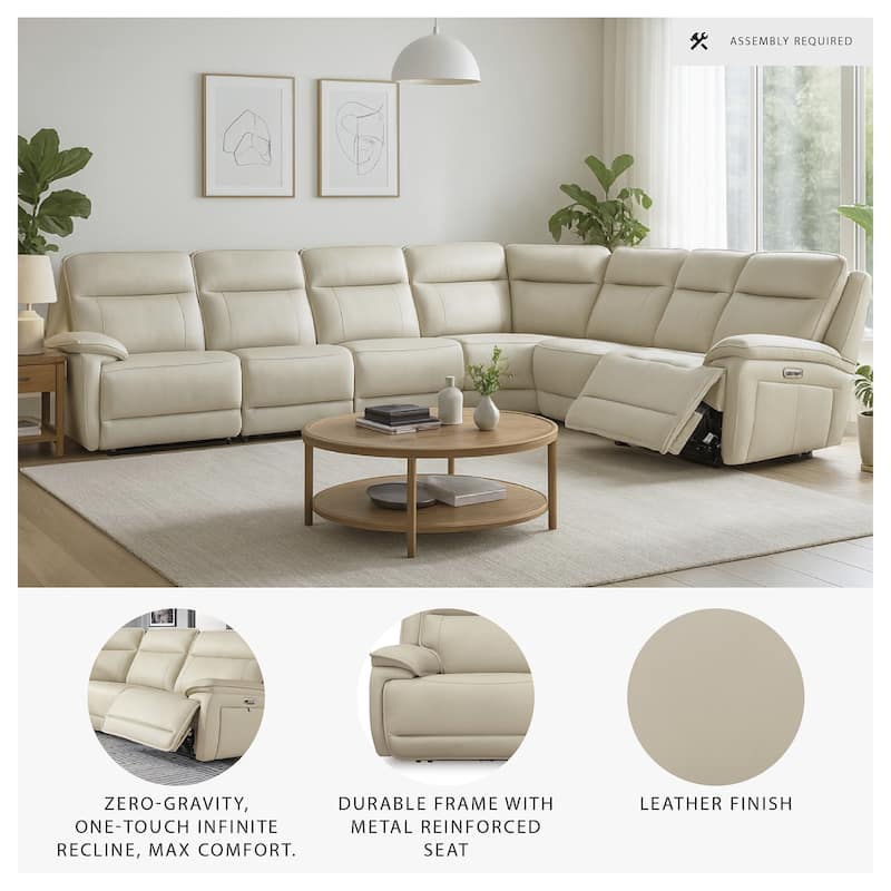 Signature Design by Ashley Double Deal Beige 6-Piece Reclining Sectional - 155.75"W x 123.5"D x 42.5"H