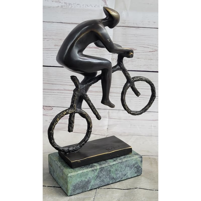 Tour De France Bicycle Cyclist Athlete Bronze Statue Sculpture Trophy Collectible 10 Inches X 7 Inches