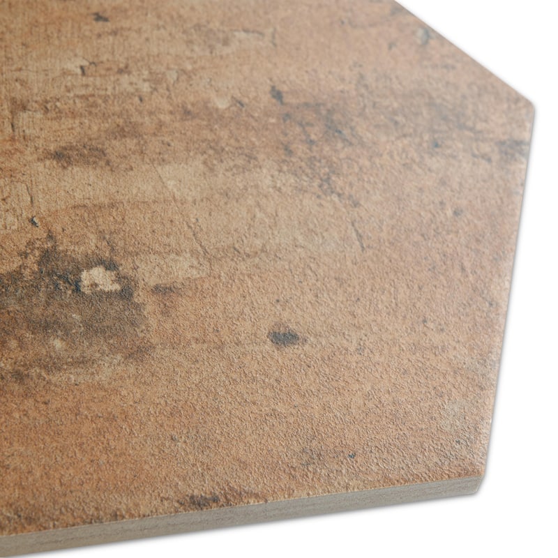 Merola Tile Terre Hex Rosso 9-7/8" x 11-3/8" Porcelain Floor and Wall Tile - Case (17 Tiles)