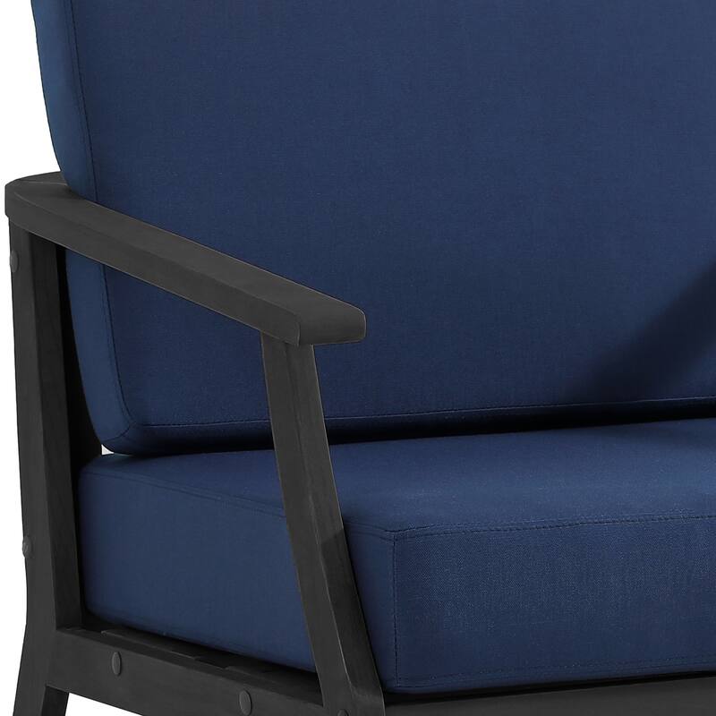 2 Set Patio Teak Wood Outdoor Chair and Side Table Set with Cushions