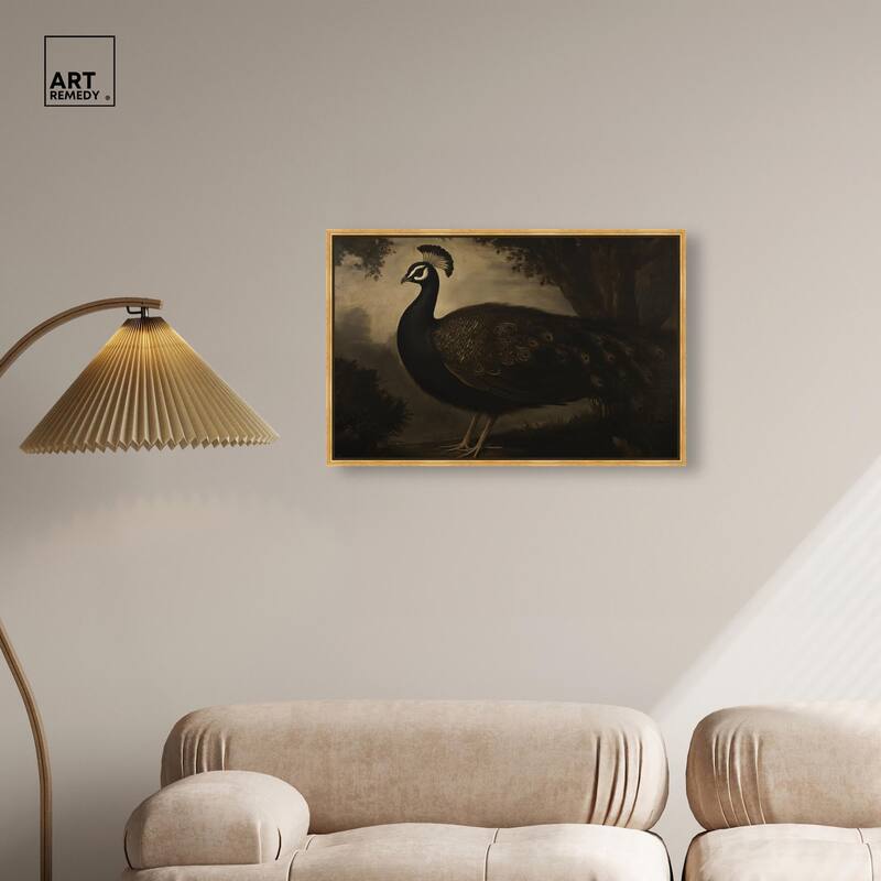 Peacock in Monotone Canvas by Art Remedy