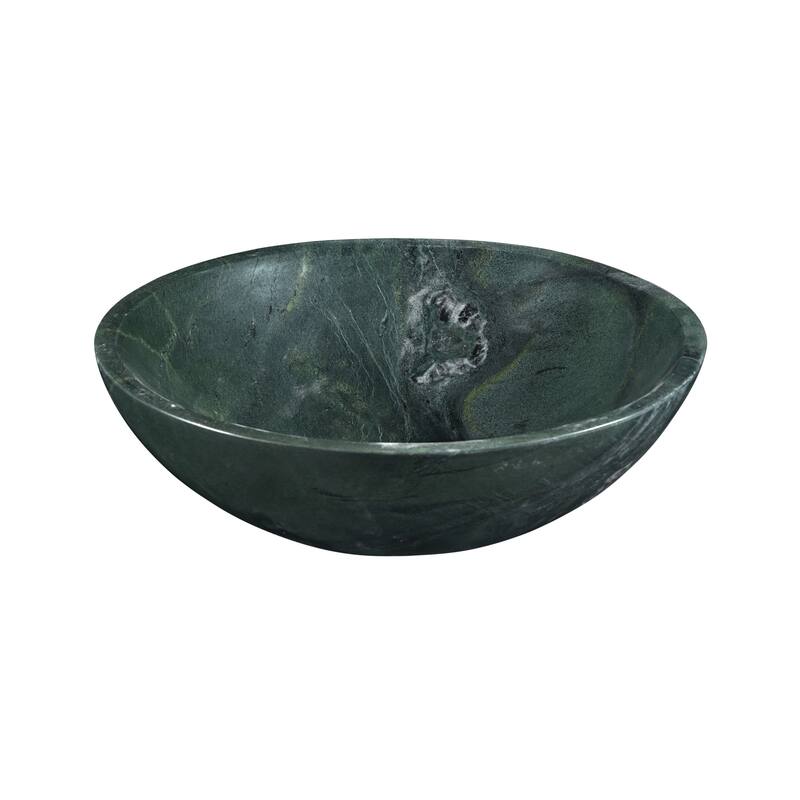 Roomfitters Round Marble Bathroom Vessel Sink, Natural Stone Countertop Wash Basin, Polished Bowl Vanity Sink