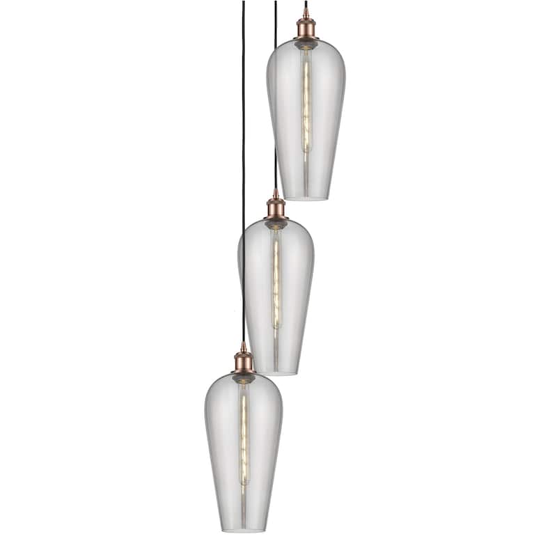 Innovations Lighting 113B-3P-58-15 Chelsea Pendant Chelsea 3 Light 15" - Antique Copper / Light Smoke
