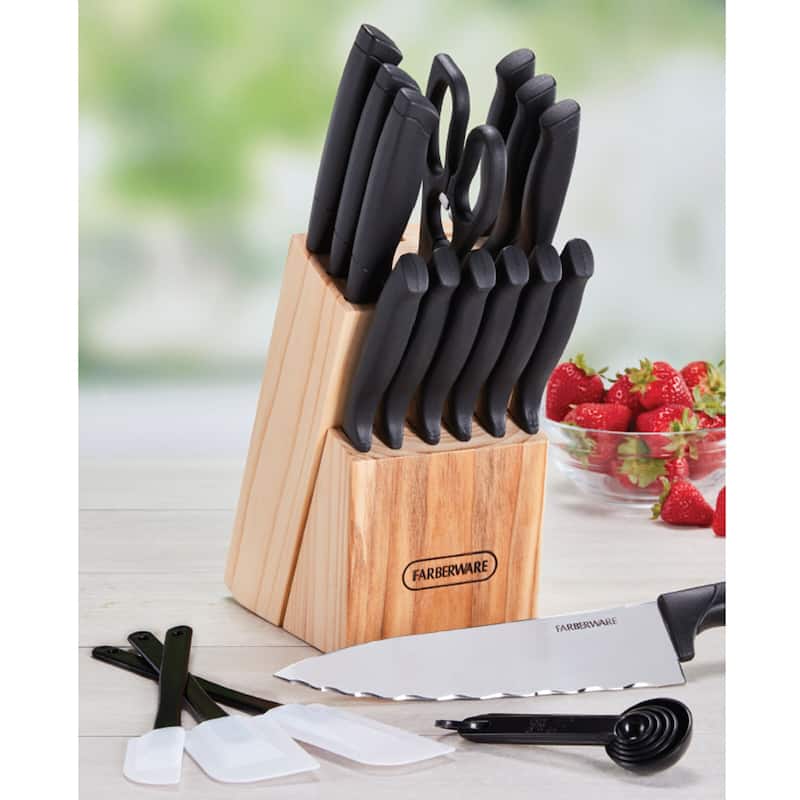 Farberware 22 Piece Stainless Steel Knife and Kitchen Tool Set with Block - N/A