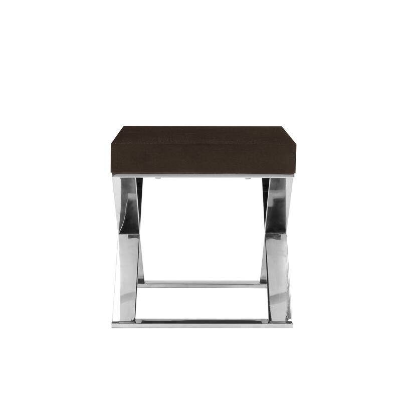 16 in. Espresso Brown and Chrome Rectangle Wood End Table with Storage Drawer for Convenience