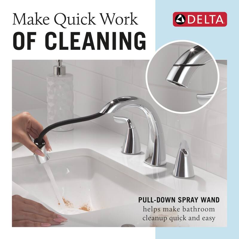 Delta 35840LF-PD Arvo 1.2 GPM Widespread Bathroom Faucet with Pull