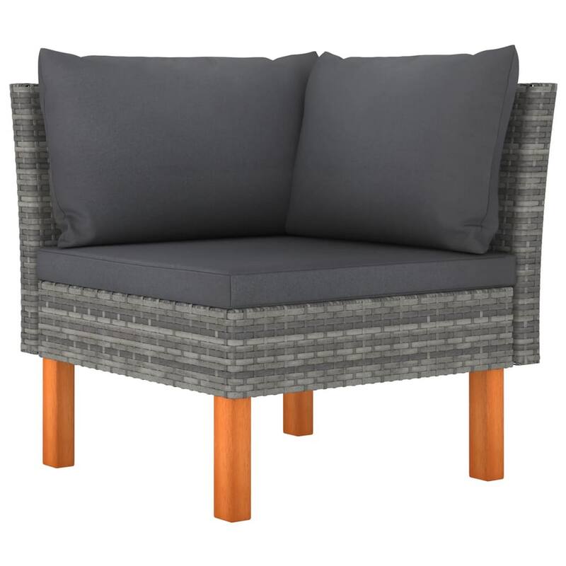 Reem Outdoor 3pc Modular Sofa Set, Gray Poly Rattan Frame, Polyester