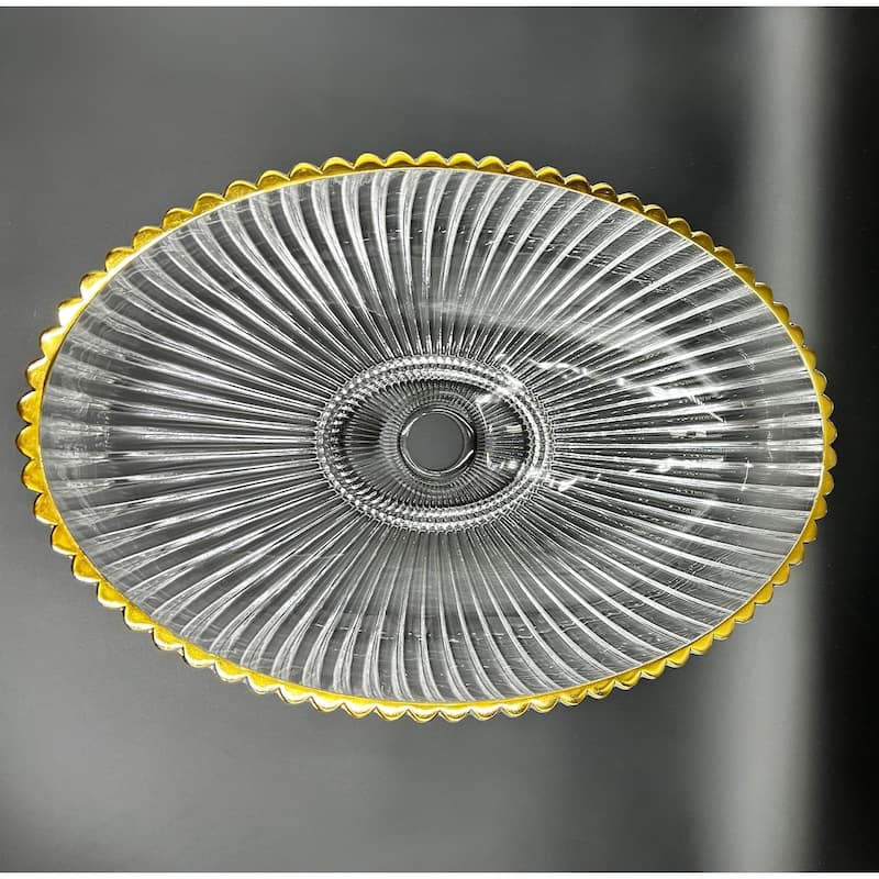 Lucine 21" Oval Decorative Crystal Vessel Sinks With White Base
