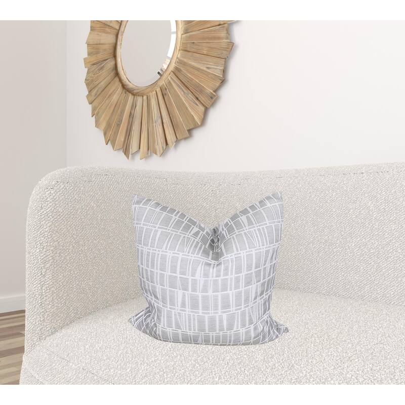 HomeRoots 20" X 20" Gray and White Geometric Polyester Zippered Pillow