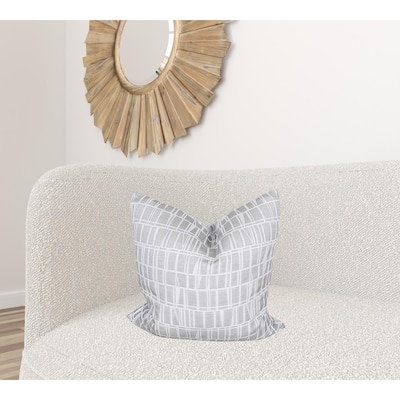 HomeRoots 20" X 20" Gray and White Geometric Polyester Zippered Pillow