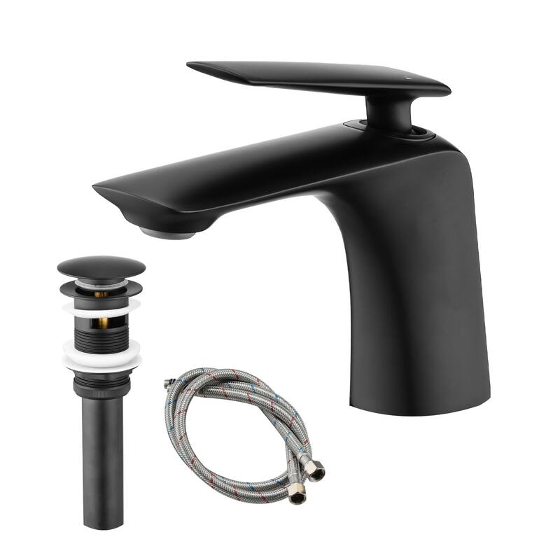 Topcraft Single Handle Bathroom Faucet with Pop-Up Drainer - Matte Black