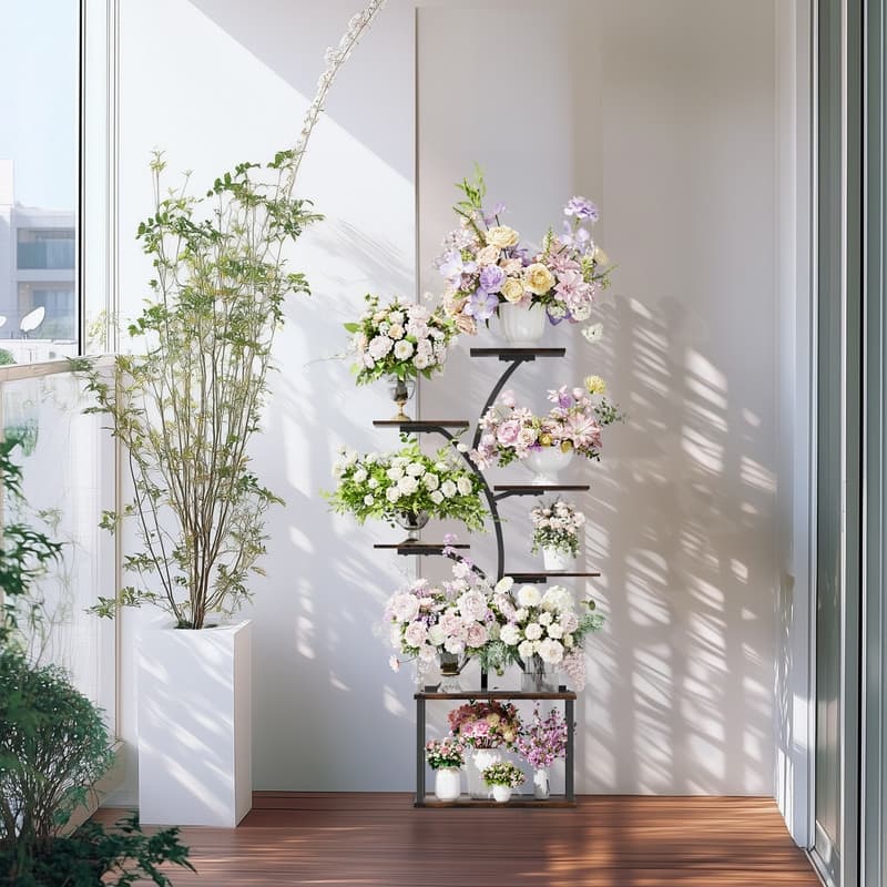 5 Tier Plant Stand Indoor Multiple Corner Flower Stand for Living Room