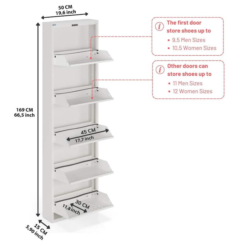 Antibacterial 5 Tier metal shoe cabinet front holes