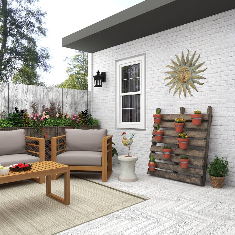 Green or Cream Metal Indoor Outdoor Distressed Standing Rooster Garden Sculpture with U Shaped Feet