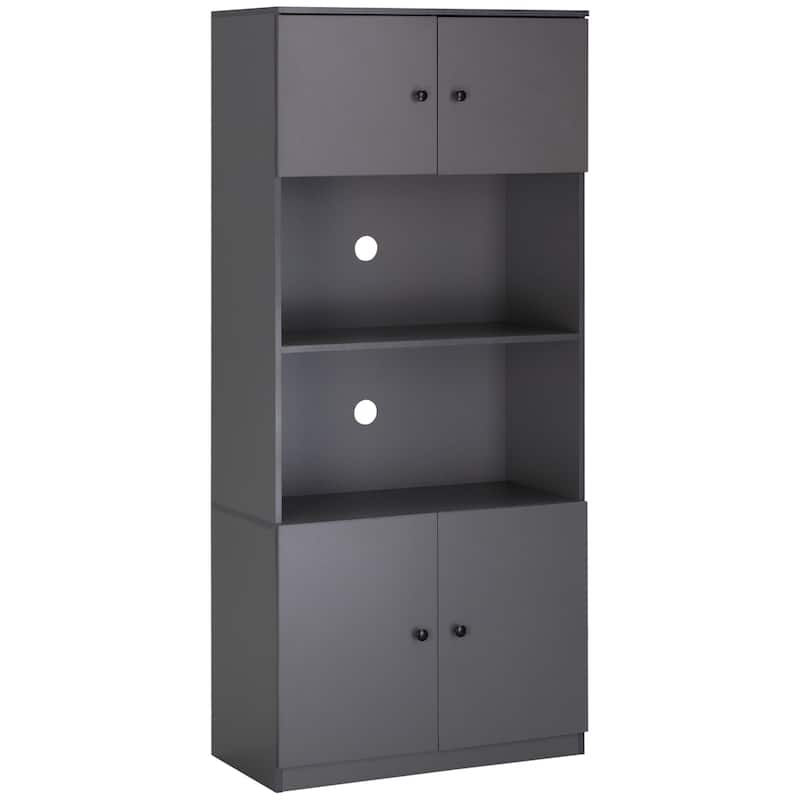 HOMCOM 71" Kitchen Buffet with Hutch, Pantry Storage Cabinet with Shelves, Open Microwave Countertop