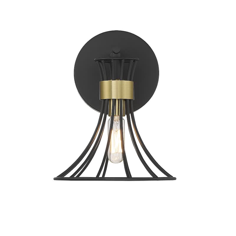 Matte Blackith Warm Brass One Light Wall Sconce from the Breur Collection