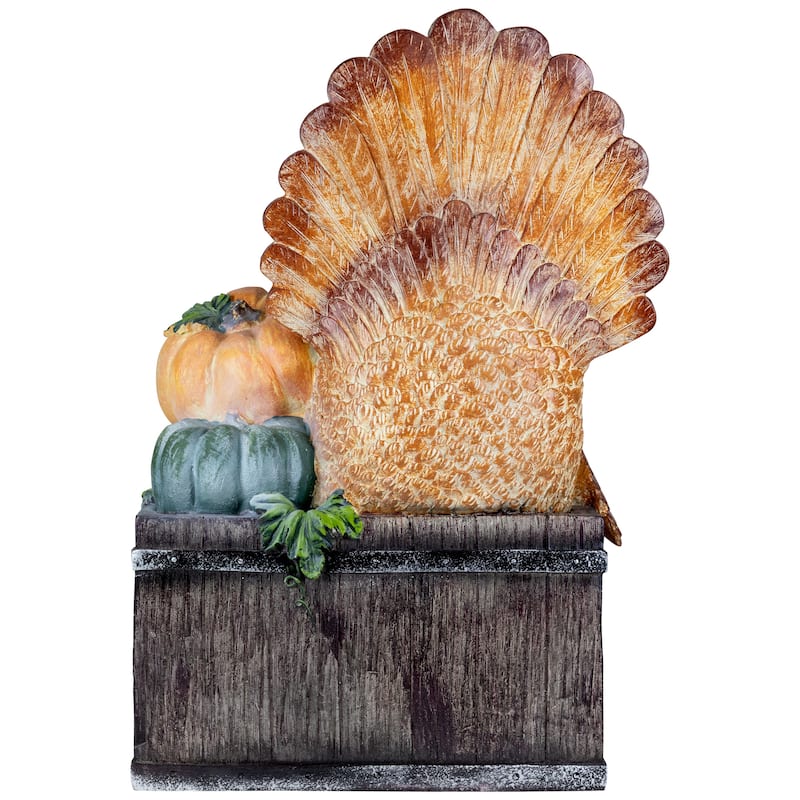 Happy Thanksgiving Turkey and Pumpkins Box Figure - 20.25"