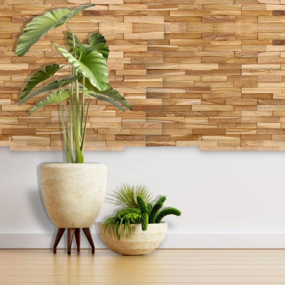 Nordic Teak (13 sq ft) Natural 3D Wall Panels