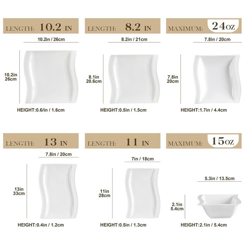 MALACASA Flora Porcelain Dinnerware Set (Service for 6)
