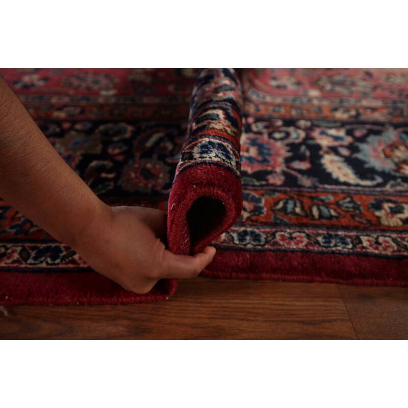 Traditional Mashad Persian Large Vintage Rug Handmade Wool Carpet - 10'0"x 16'6"