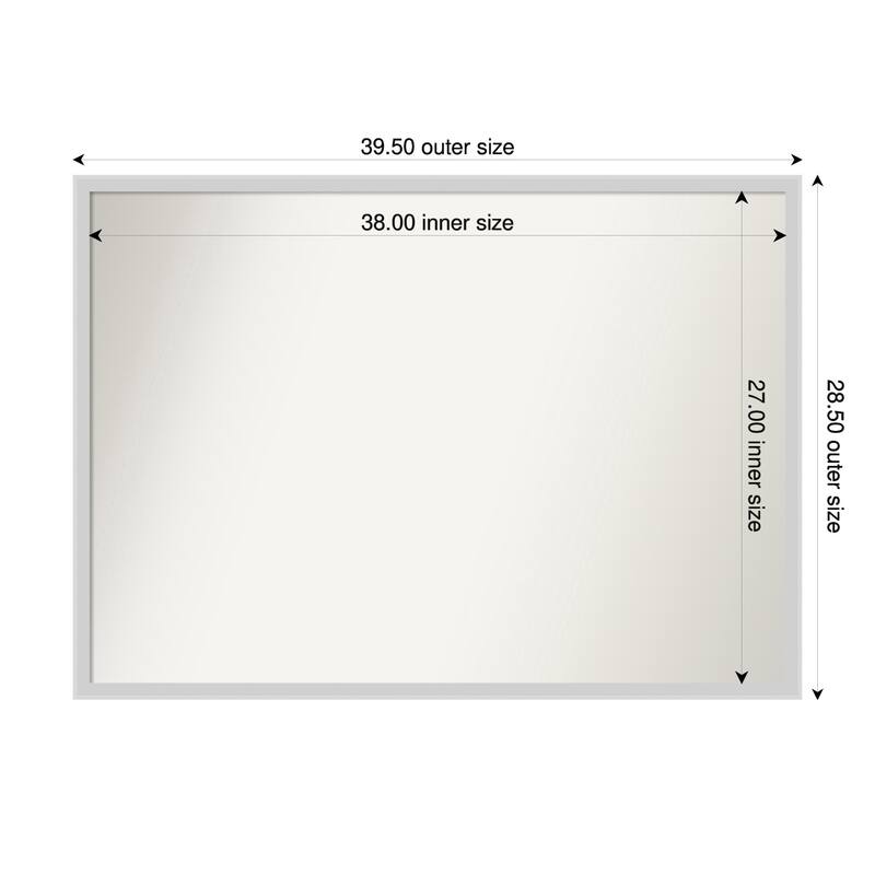 Incline Non-Beveled Wood Framed Bathroom Vanity Wall Mirror - 40 x 29 in - Incline Silver