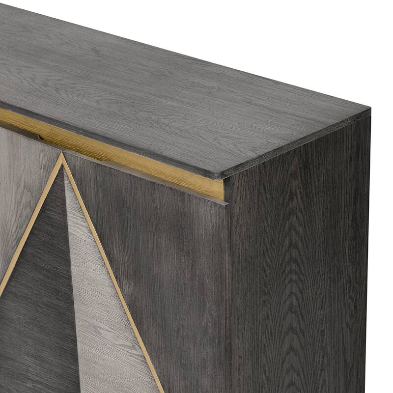 60" Retro 4-Door Buffet Cabinet with Storage and Adjustable Shelves