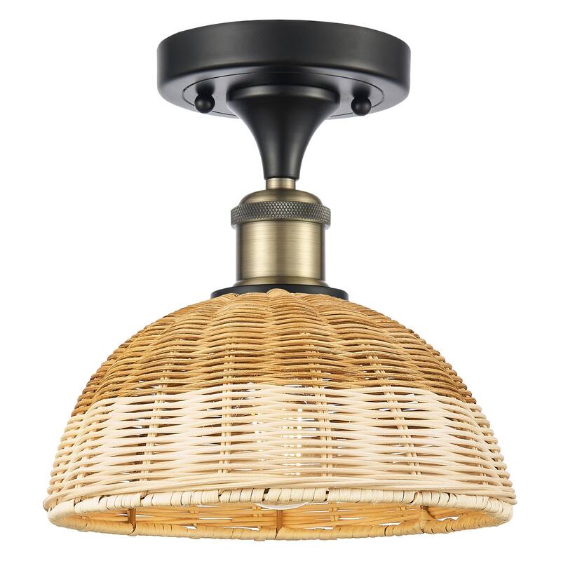 Innovations Lighting 516-1C-10-9 Bristol Natural II Semi-Flush Bristol - Black Antique Brass / Natural