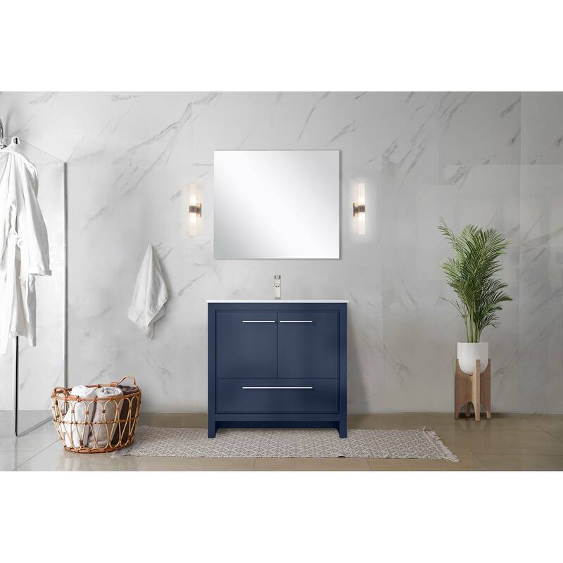 Lafarre Bath Vanity Quartz Top, Sink, Mirror & Brushed Nickel Faucet
