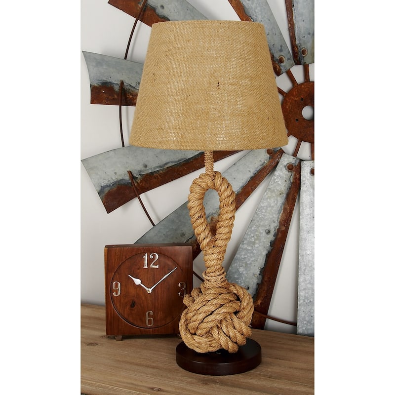 Brown Jute Rope Twisted Rope Styled Desk or Table Lamp - 13 x 13 x 28 - Brown - Table Lamp Small