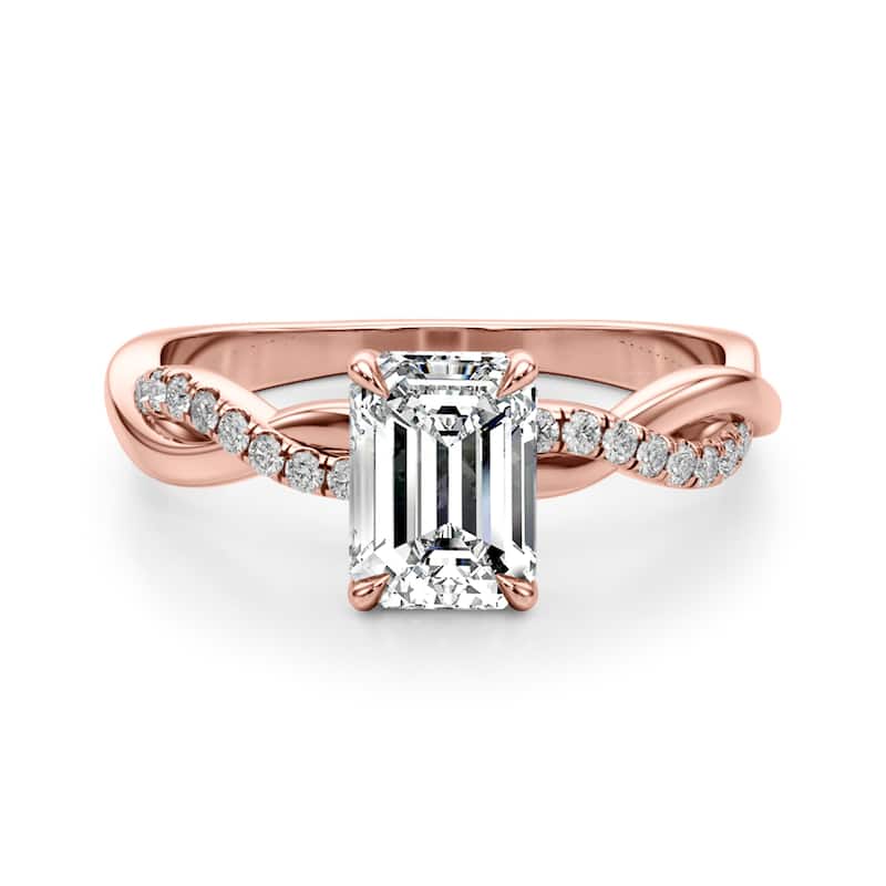 Auriya 14k Rose Gold Lab Grown Emerald Diamond Engagement Ring 0.50 to 5.00 ct. tw. (F-G VS)
