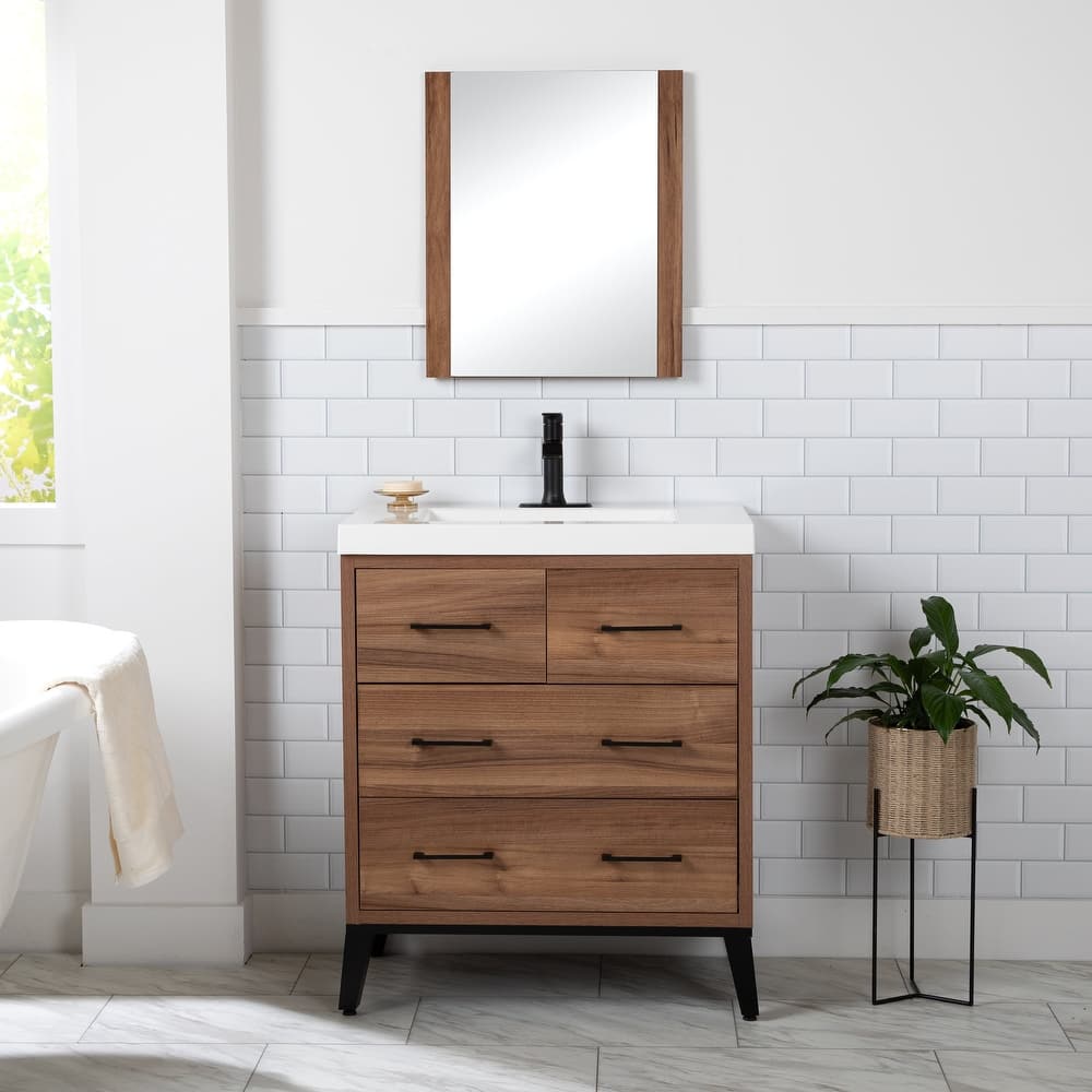 Rialta 31" 3-Drawer Bathroom Vanity With White Sink Top