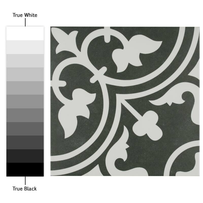 Merola Tile Arte Black 9-3/4" x 9-3/4" Porcelain Floor and Wall Tile