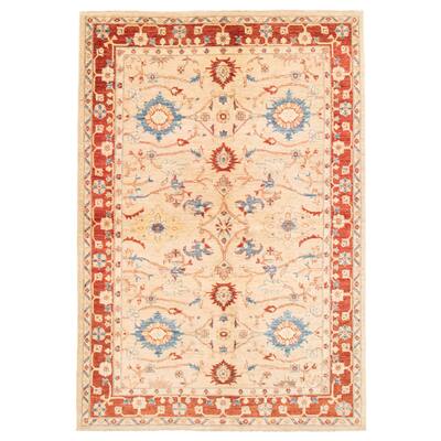 ECARPETGALLERY Hand-knotted Chobi Finest Ivory Wool Rug - 6'0 x 8'9