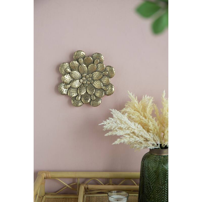 2-Piece, Modern Wall Decor Succulent Wall Plaque with Gold Finish, Suitable for Any Home and Office Space