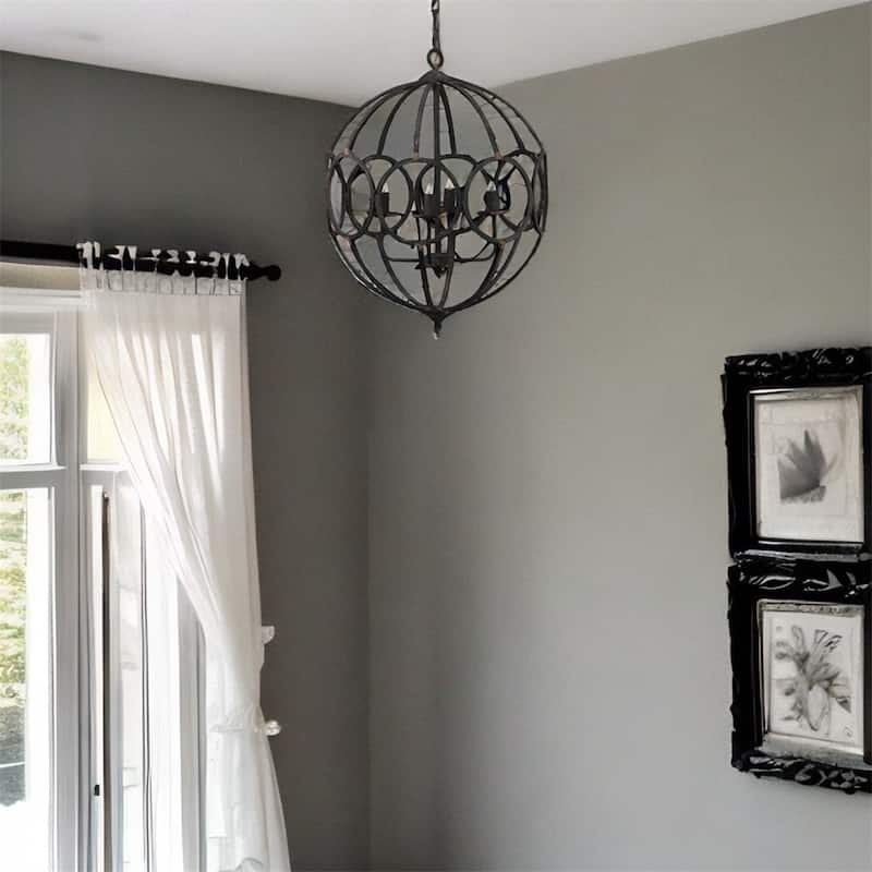 4 - Light Metal Chandelier with Adjustable Chain（No Bulb） - N/A - Black