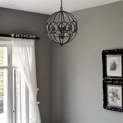 4 - Light Metal Chandelier with Adjustable Chain（No Bulb） - N/A