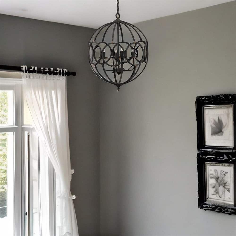 4 - Light Metal Chandelier with Adjustable Chain（No Bulb） - N/A