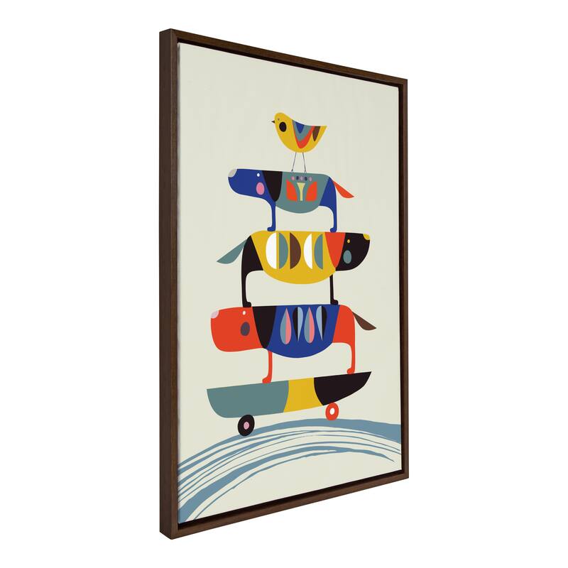 Kate and Laurel Sylvie Skate Dog Framed Canvas by Rachel Lee