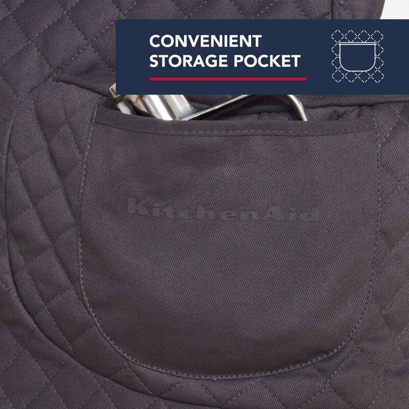 KITCHENAID Fitted Tilt-Head Solid Stand Mixer Cover with Storage Pocket, Quilted 100% Cotton