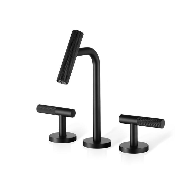 Topcraft 8in Wide Two Handle Bathroom Sink Faucet - Matte Black