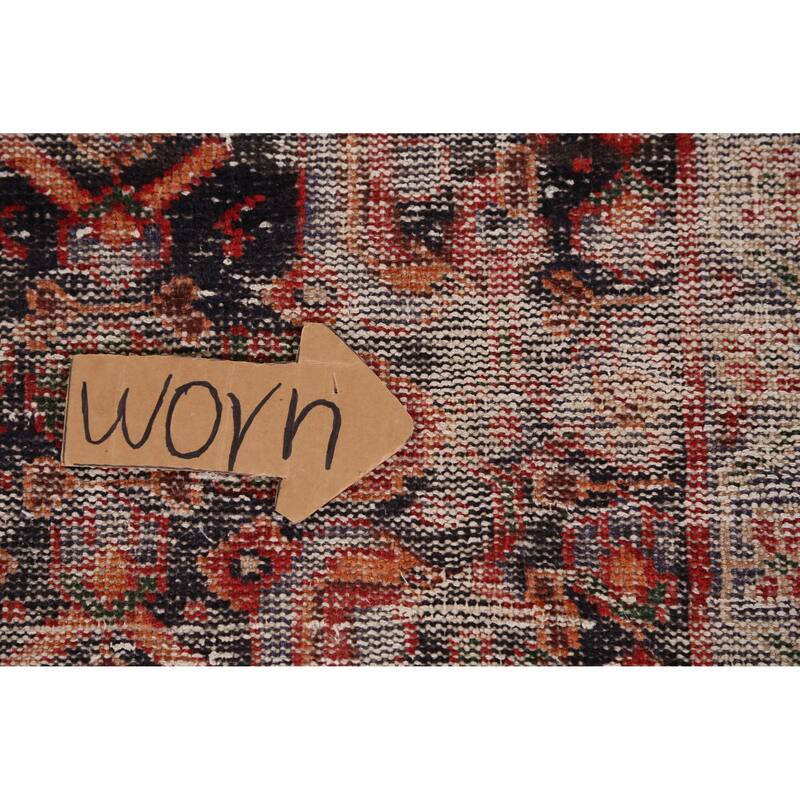Hand Knotted Oriental 100% Wool Carpet Traditional Geometric Navy Blue & Blues Mahal Area Rug - 7' 1'' X 3' 8''