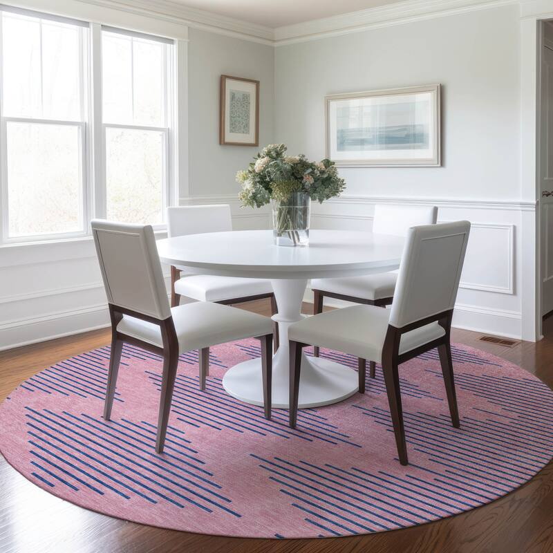 Machine Washable Indoor/ Outdoor Contemporary Geo Chantille Rug