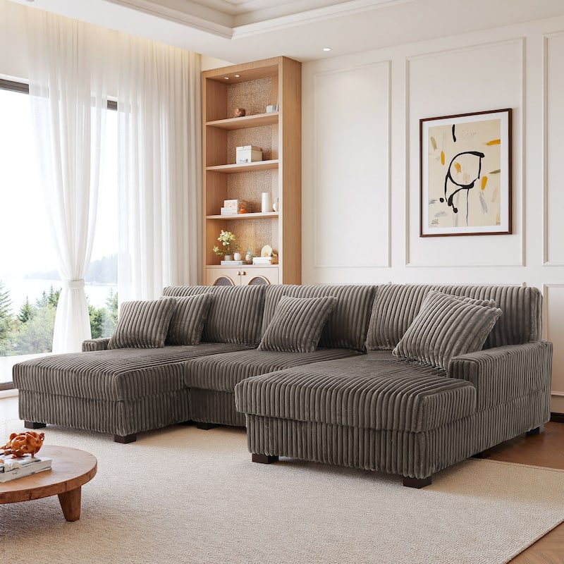 118.4"W Plush Modular Sectional Sofa with Pillows