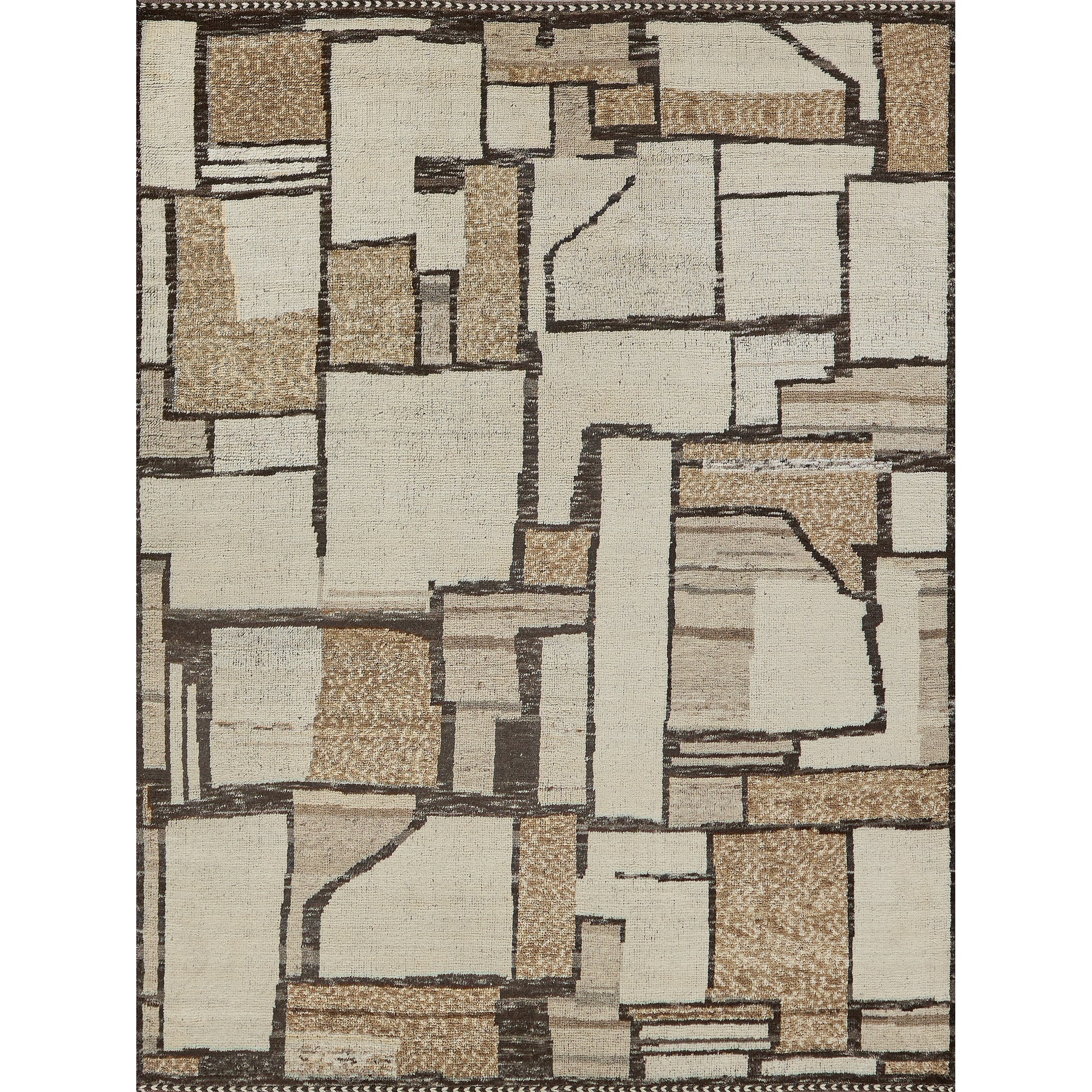 Alcama hand-knotted New Zealand Wool Beige/Ivory/Brown Area Rug