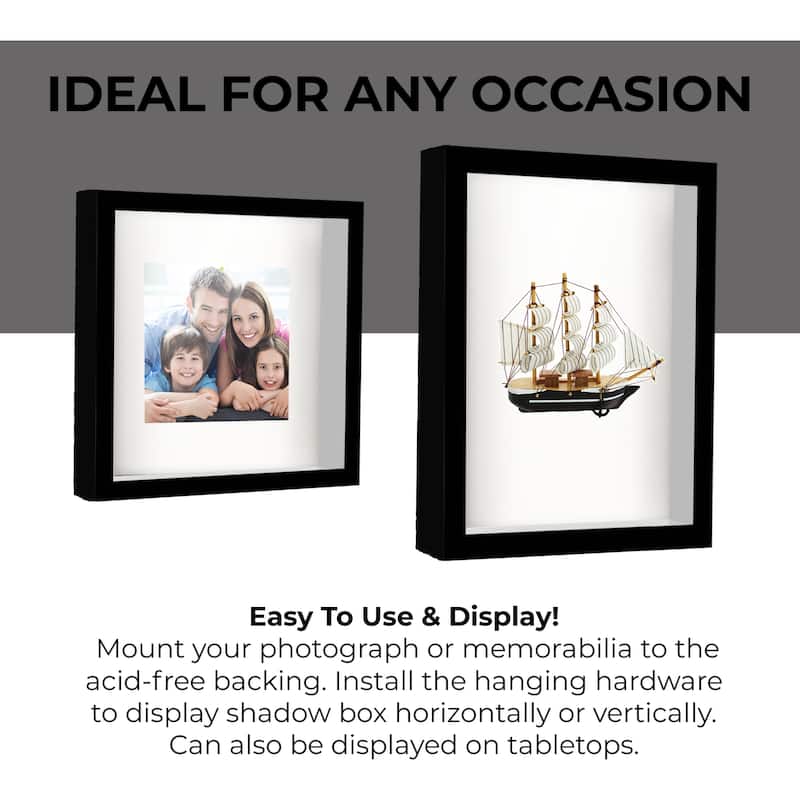 19x9 Shadow Box Frame Black | 1.625 inches Deep Real Wood Contemporary