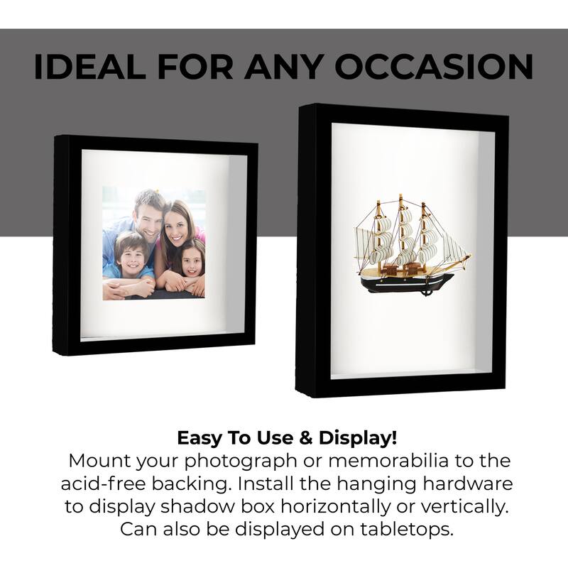 21x7 Shadow Box Frame Black | 1.625 inches Deep Real Wood Contemporary
