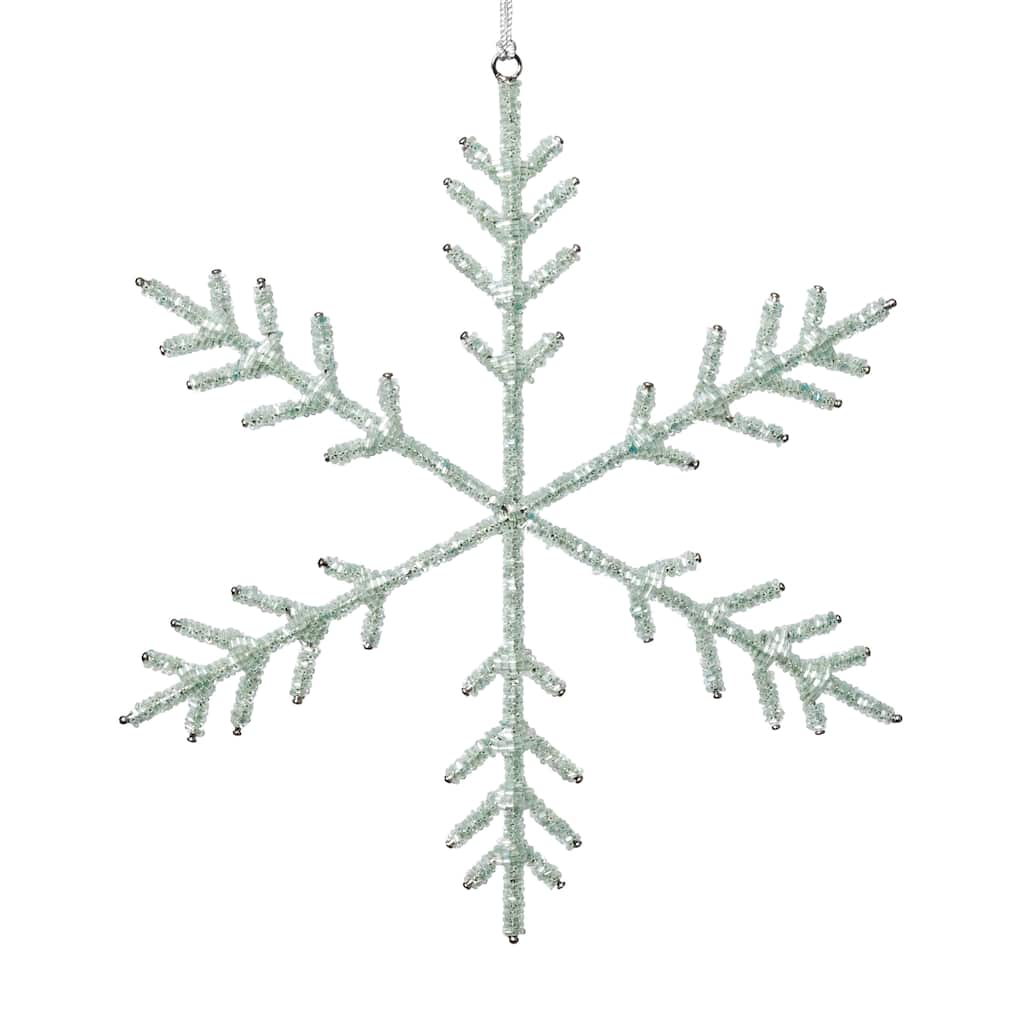 Beaded Snowflake Christmas Hanging Décor Ornaments, Set of 12, 10"