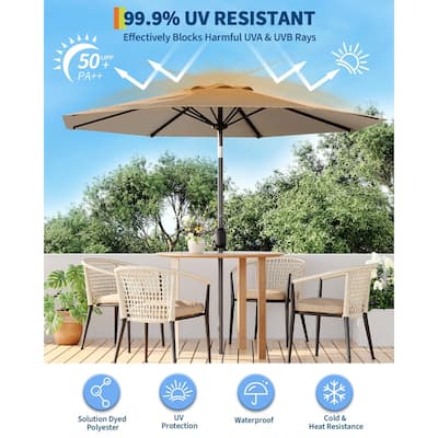 Coromose 9FT Outdoor Patio Umbrella, 8 Sturdy Ribs, for Garden, Poolside, Deck