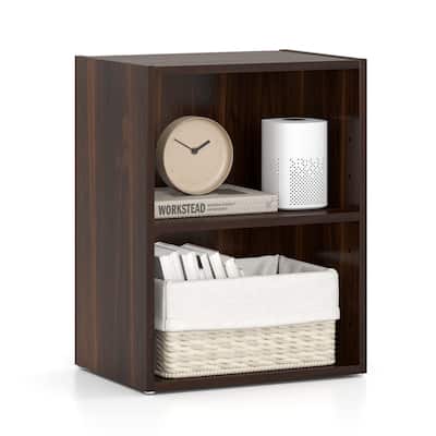 Gymax 2-Cube Bookcase Cube Storage Organizer w/ Adjustable Walnut - 17''x11.5''x21.5''